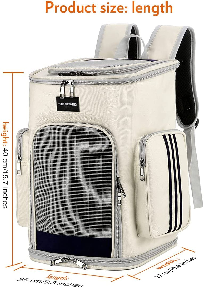 Foldable Cat and Dog Backpack, Specially Designed for Pet Travel, with Good Safety and Comfort, Suitable for All Outdoor Activities (White)