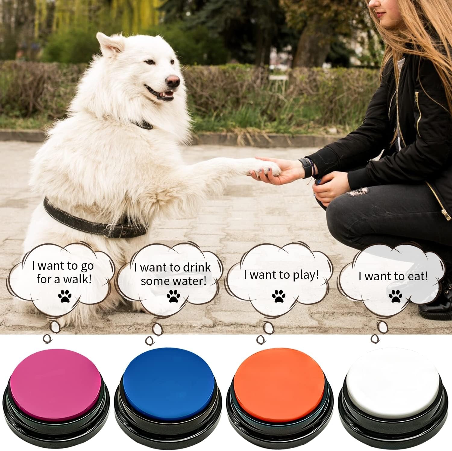 Pet Training Button, Dog Voice Training Buzzer, Dog Button, Dog Button for Communication Recordable Buttons - Train Your Dog to Say the Sounds They Need to Say! (8 Buttons)