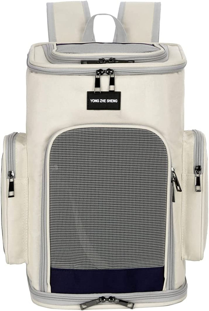 Foldable Cat and Dog Backpack, Specially Designed for Pet Travel, with Good Safety and Comfort, Suitable for All Outdoor Activities (White)