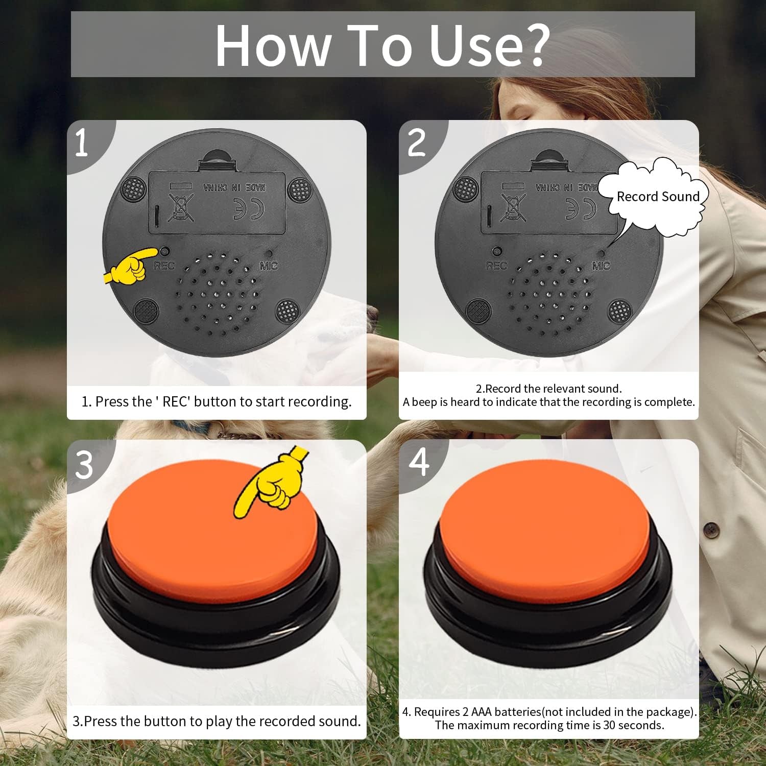 Pet Training Button, Dog Voice Training Buzzer, Dog Button, Dog Button for Communication Recordable Buttons - Train Your Dog to Say the Sounds They Need to Say! (8 Buttons)