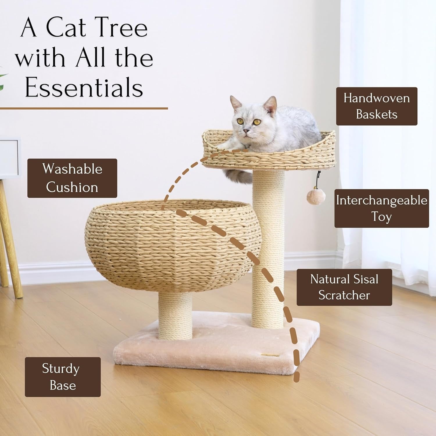 Paper Rope Natural Bowl Shaped with Perch Cat Tree