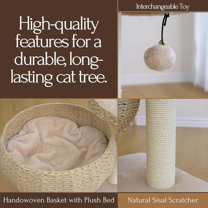 Paper Rope Natural Bowl Shaped with Perch Cat Tree