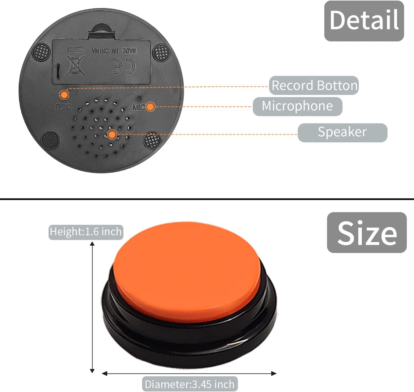 Pet Training Button, Dog Voice Training Buzzer, Dog Button, Dog Button for Communication Recordable Buttons - Train Your Dog to Say the Sounds They Need to Say! (8 Buttons)