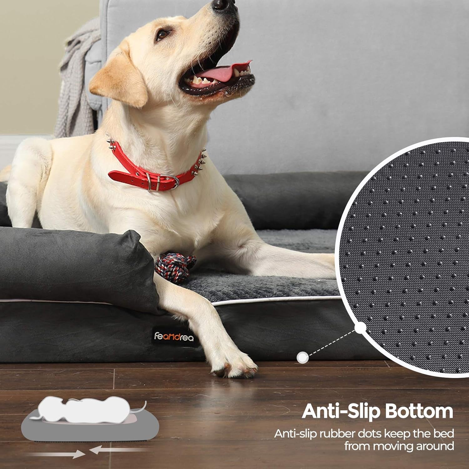 Dog Bed, Orthopedic Sofa, Memory Foam Mat, Removable Cover, 44 X 34 X 7.9 Inches, Dark Gray UPGW068G01