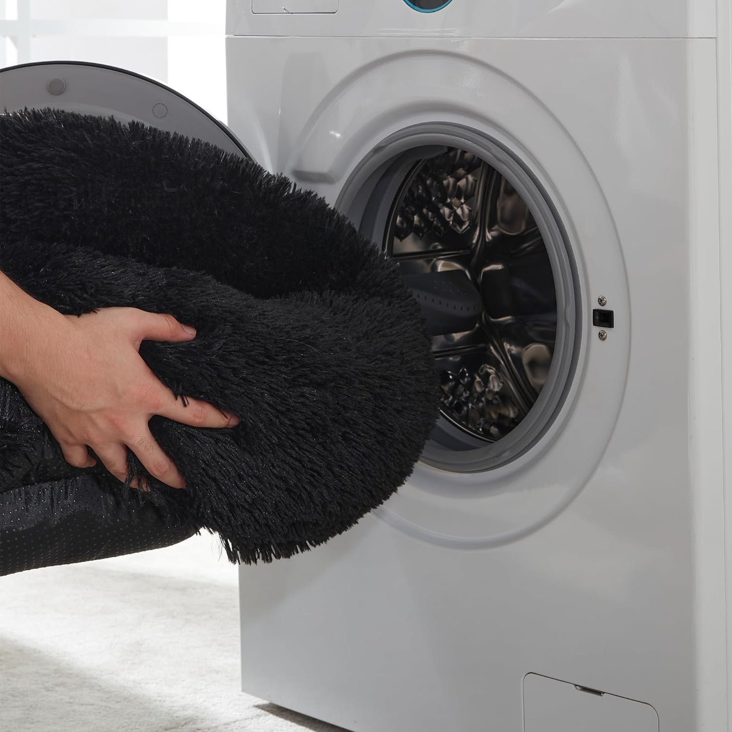 Calming Anti-Anxiety Donut Dog & Cat Bed, Warming Cozy Soft round Cushion, Fluffy Faux Fur Plush Cuddler for Small Medium Dogs and Cats