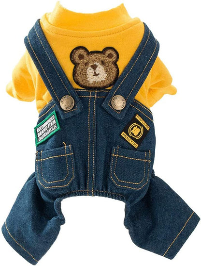 Denim Overalls for Small and Medium Dogs - Stylish Costumes for Pets