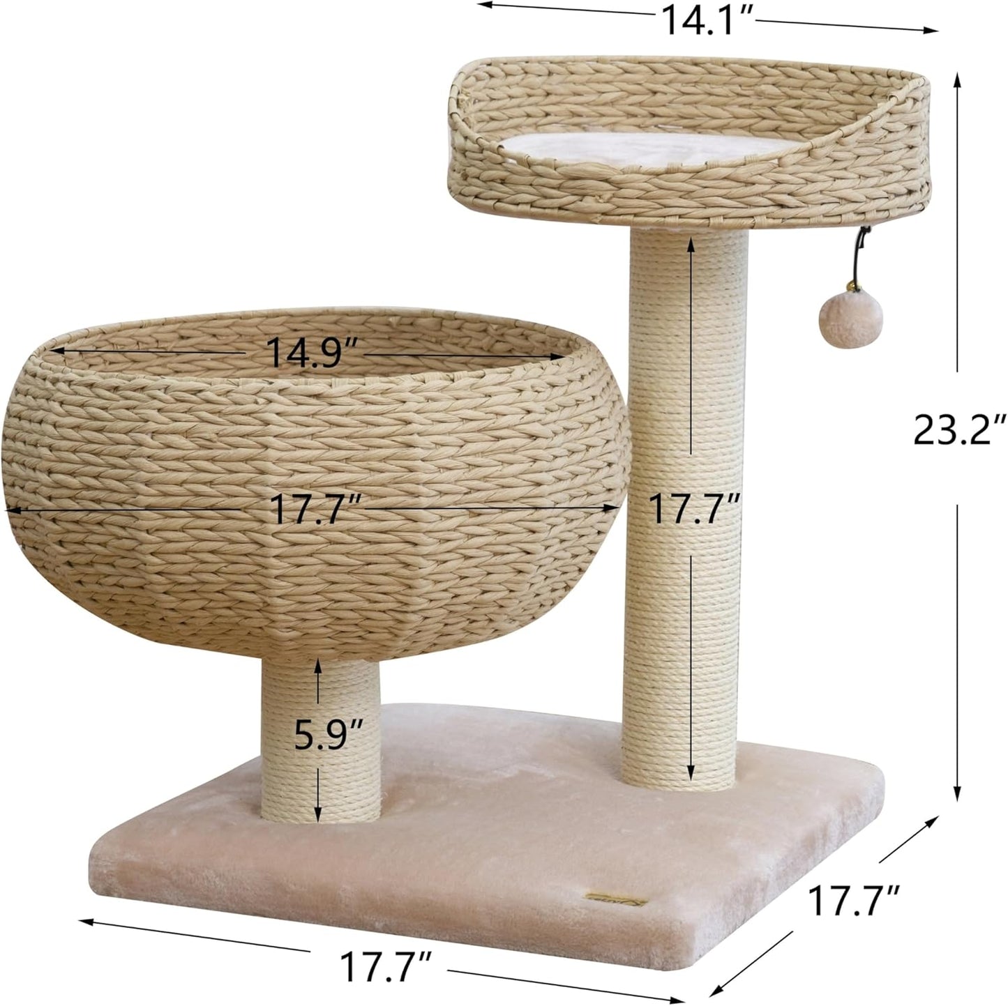 Paper Rope Natural Bowl Shaped with Perch Cat Tree