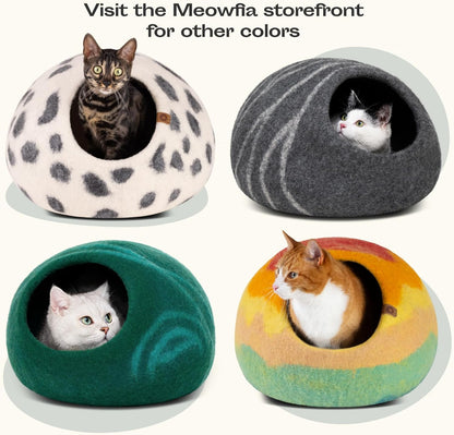 Premium Felt Cat Bed Cave - Handmade 100% Merino Wool Bed for Cats and Kittens (Large, Slate Grey)